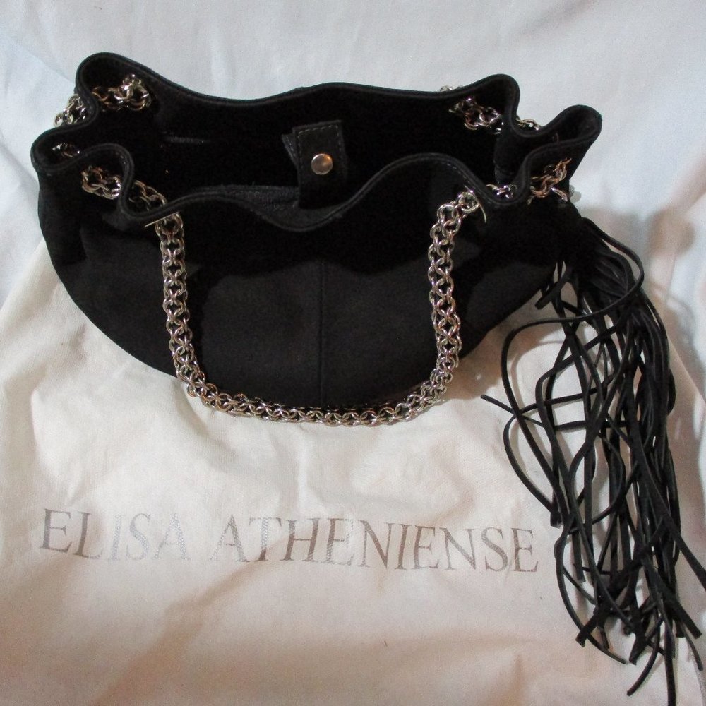 NEW ELSA ATHENIENSE Suede Fringe indie hobo satchel shoulder bag clutch purse - Picture 3 of 9